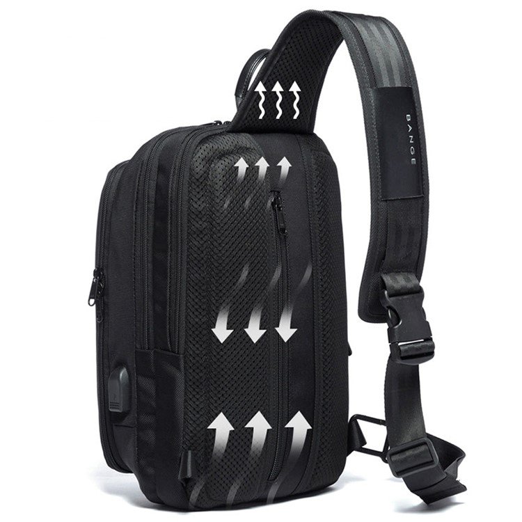BANGE BG 7079 USB Charging Crossbody Bag with Anti theft Pocket Oxford Cloth Chest Pack 2
