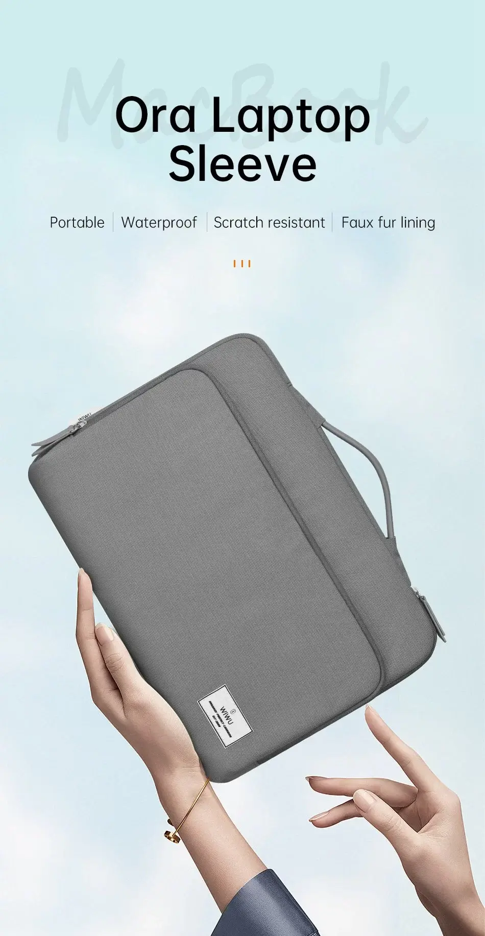 WiWU ORA 450D Polyester Waterproof Laptop Sleeve for 14 16 Inch 3
