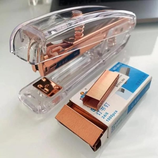 DELVTCH Transparent Stapler Office Accessories with 1000Pcs Metal Staples 1